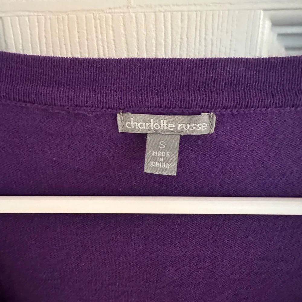 CHARLOTTE RUSSE ~ eggplant colored 3/4 sleeve sweater w/sequins size S - Picture 3 of 8